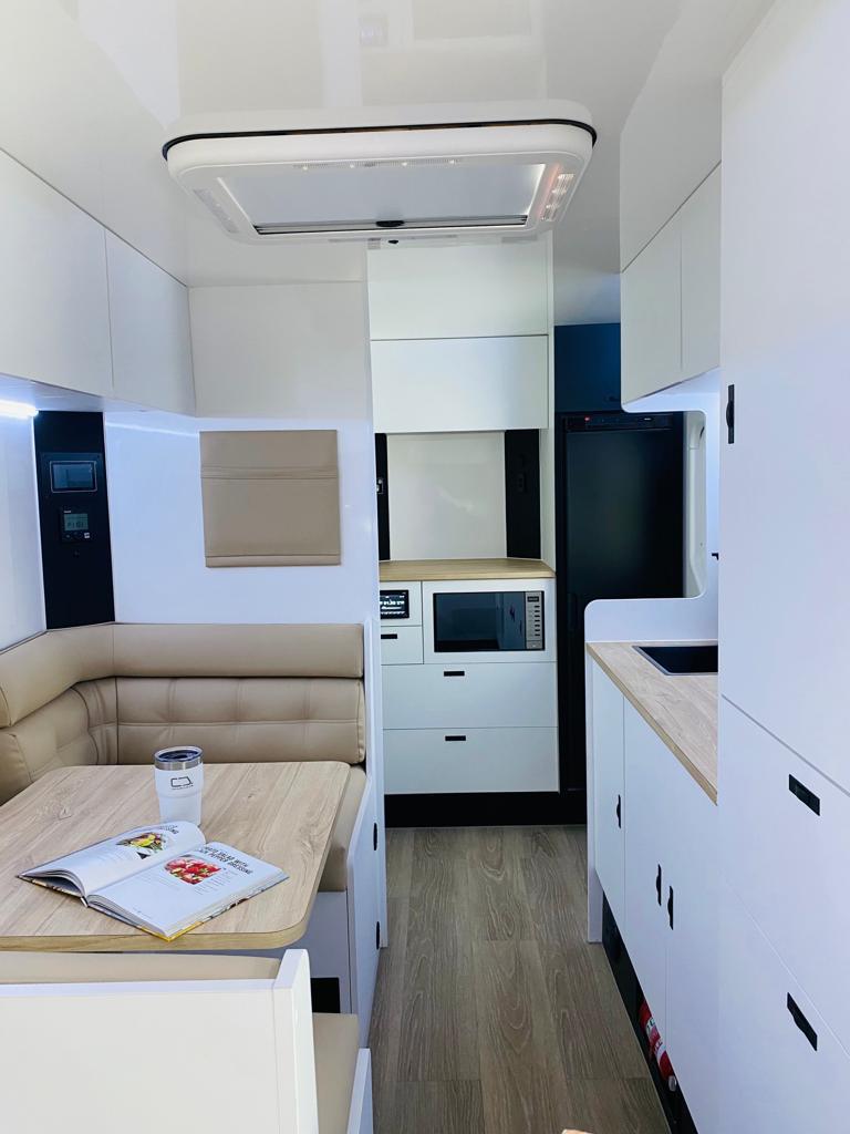 Fully equipped caravan kitchen
